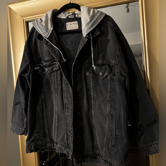Free People Oversized Hooded Denim Jacket - Picture 4 of 14